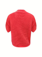Retro Crew-neck Short-sleeve Sweater Top