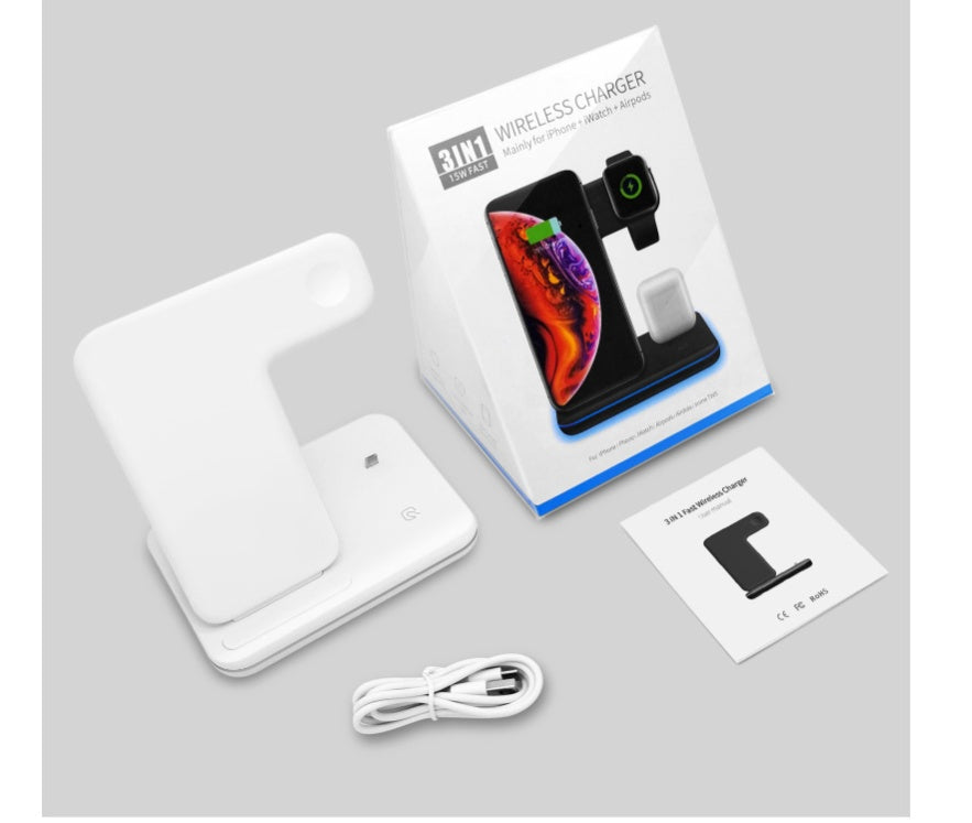 3-in-1 Wireless Charging Station - Fast Charge for iPhone, Apple Watch & AirPods | 15W Qi Charger Stand