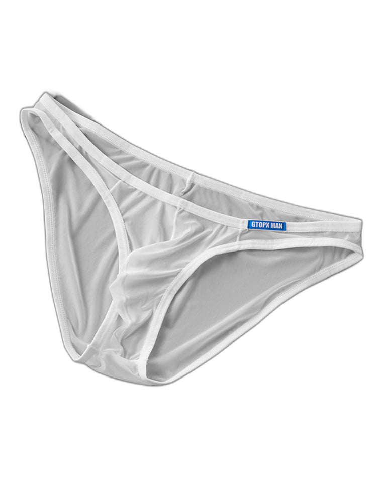 2 Pack Men's Thin Ice Silk Face Mask Fabric U-Convex Sexy Semi-Transparent Bikini