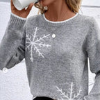 Autumn And Winter Half-high Collar Crocheted Gray Sweater