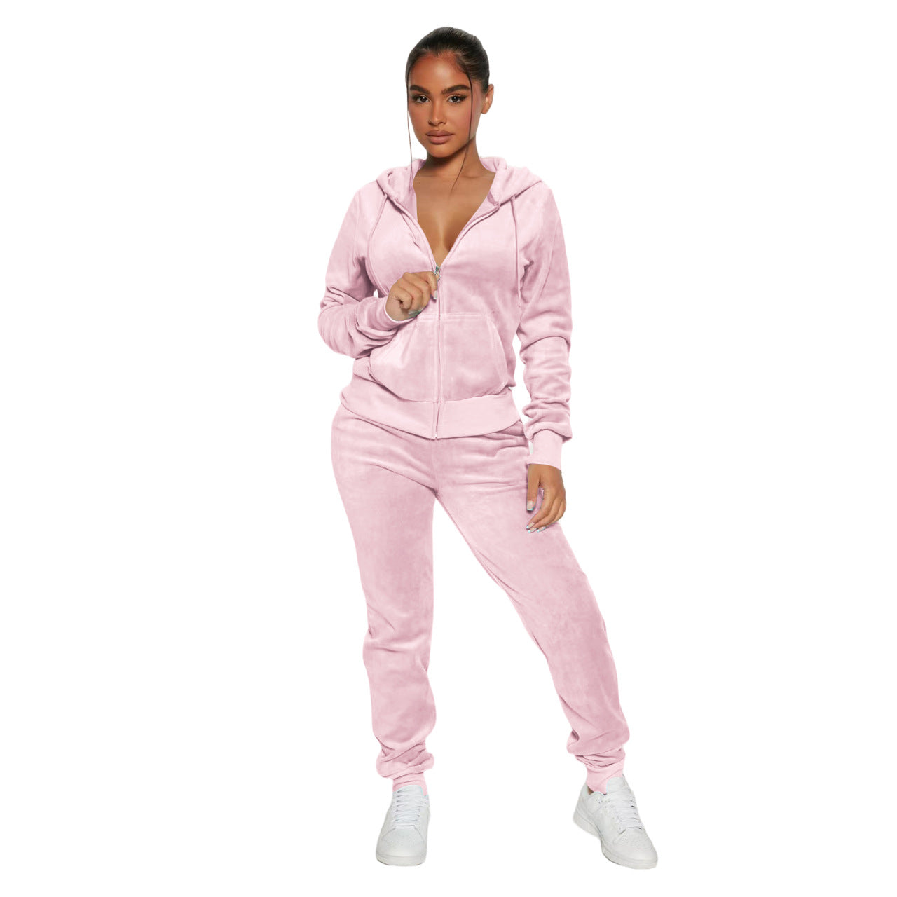Women's Casual Silver Fox Fur Top And Pants Two-piece Set
