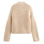 Pocket-button Knitted Women's Round-neck Ingot Sweater Coat