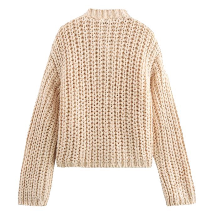 Pocket-button Knitted Women's Round-neck Ingot Sweater Coat