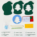 4pcs Christmas Felt Applique Kit, Handmade Ornament Material Set HolidayDecorations, Four Styles Santa Claus, Wreath, Christmas Tree, Crystal Ball, 1 Set Of Materials, Suitable For Festive Gifts,