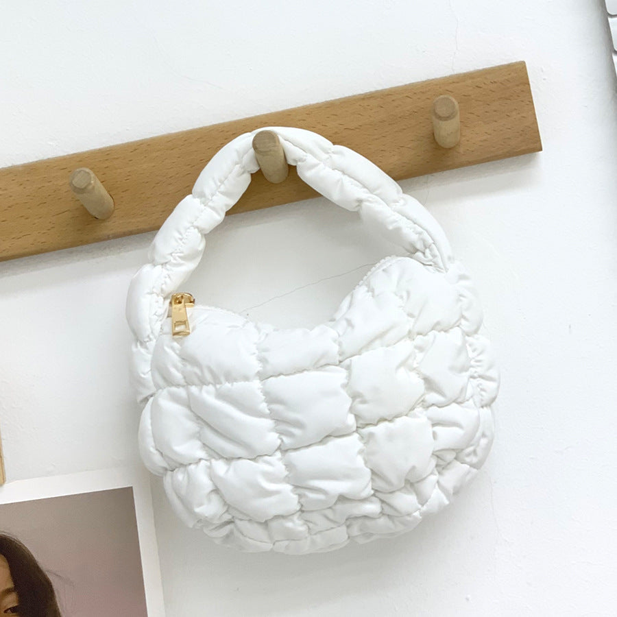 Women's Fashionable Pleated Puff Cloud Plaid Handbag