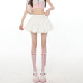 Ballet-style White Bud Skirt For Women Sweet And Chic High-waisted A-line Skirt For Summer French-style Fluffy Bubble Skirt