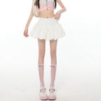 Ballet-style White Bud Skirt For Women Sweet And Chic High-waisted A-line Skirt For Summer French-style Fluffy Bubble Skirt