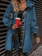 Women's Mid-Length Casual Anorak Coat - Army Green Windbreaker Jacket
