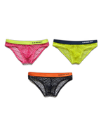 3 Pack Men's Low-Waist Sexy Big Mesh Breathable Transparent Sports Briefs