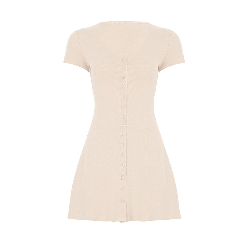 French Romantic Girl Style Base Breasted Knitted Dress