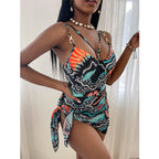 European And American Women's Printed One Piece Swimsuit