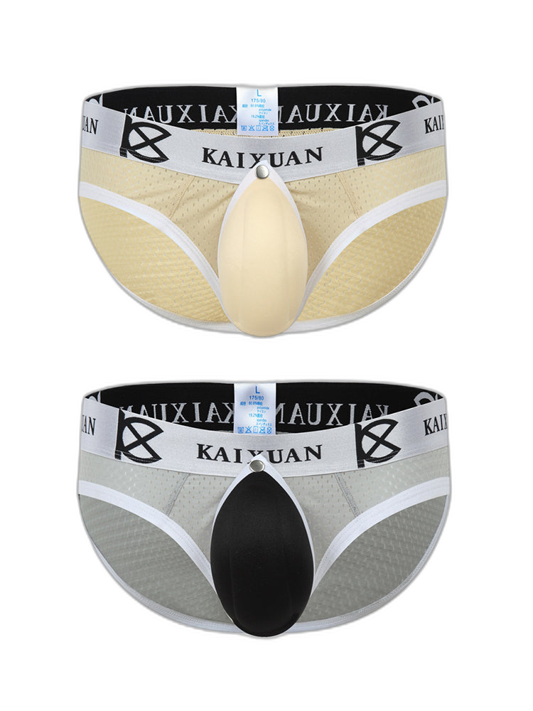2 Pack Men's Sexy Mesh Front Opening Sponge Coaster Briefs