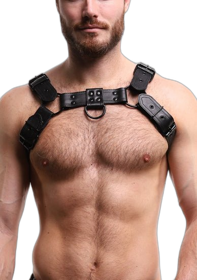 ruff GEAR RAW Leather Bulldog Harness Black