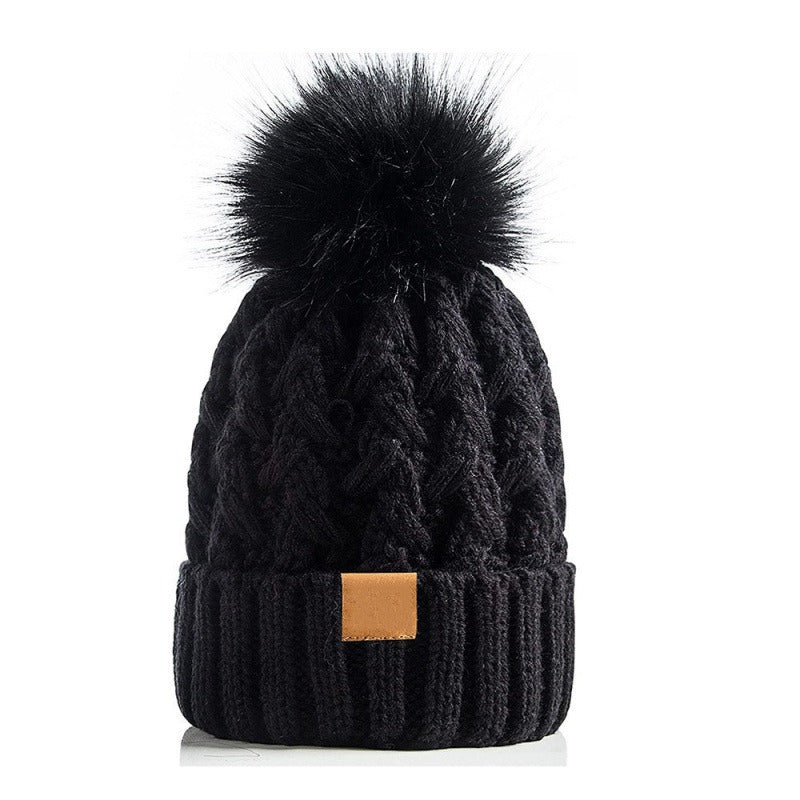 Snow Cap Knitted Hat Unisex Rolled Brim