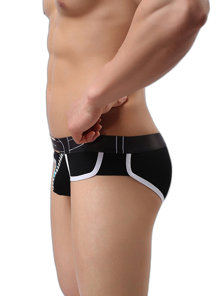 Zipper Belt Printed Cotton Pouch Briefs