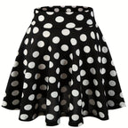 Kpop Polka Dot Print Skater Skirts, Casual Ruffle A Line Versatile Mini Skirts, Women's Clothing