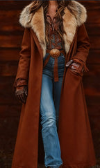 Fashion Retro Women's Coat, Warm Printed Long Coat