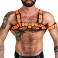 ruff GEAR Bold Leather Bulldog Harness Neon Orange