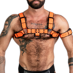 ruff GEAR Bold Leather Bulldog Harness Neon Orange