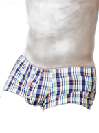 Mens Plaid Front Pouch Boxer Shorts