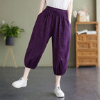 Women's Korean Style Cotton And Linen Casual Ninth Pants