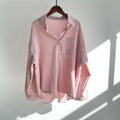European And American-style Lapel Solid-color Cotton-linen Top Loose-fitting