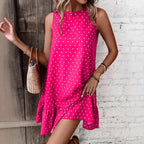 Polka Dot Ruffled Sleeveless Dress