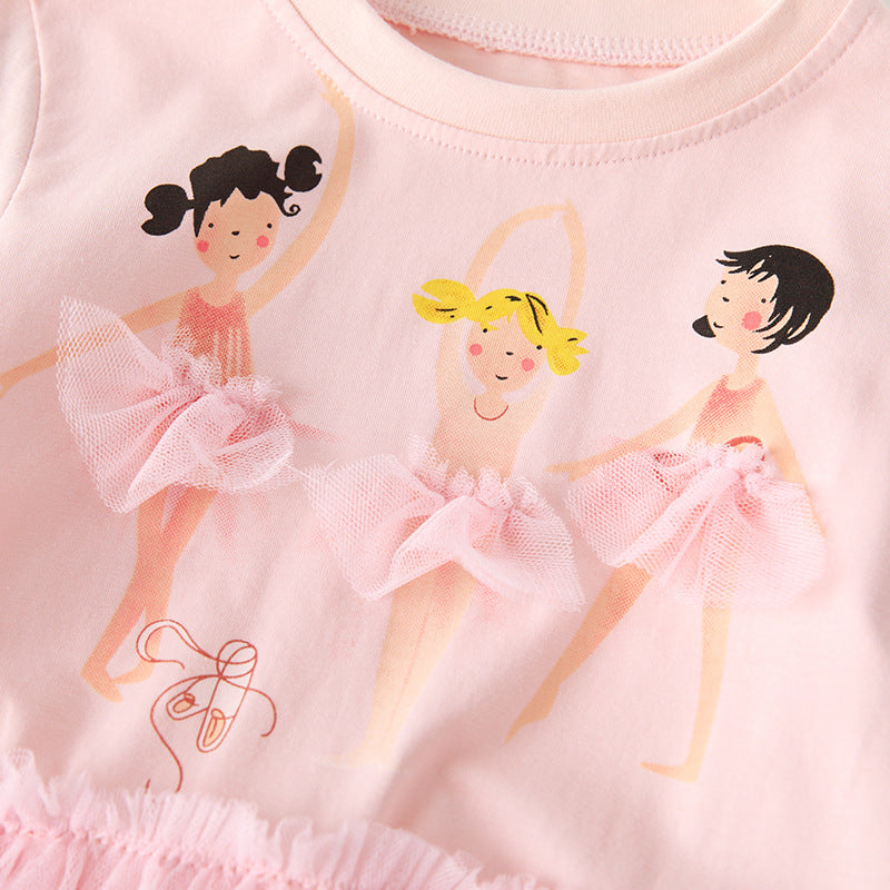 Cute Crew-neck Long-sleeve Dress Suitable For Toddlers