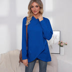 Long Sleeve Irregular Solid Color Hoodie Women