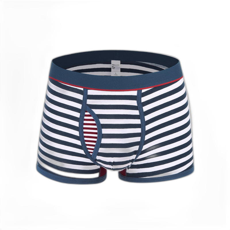 Men's Striped Cotton Sports Boxer Briefs
