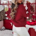 Women's Crew Neck Christmas Red Sweater