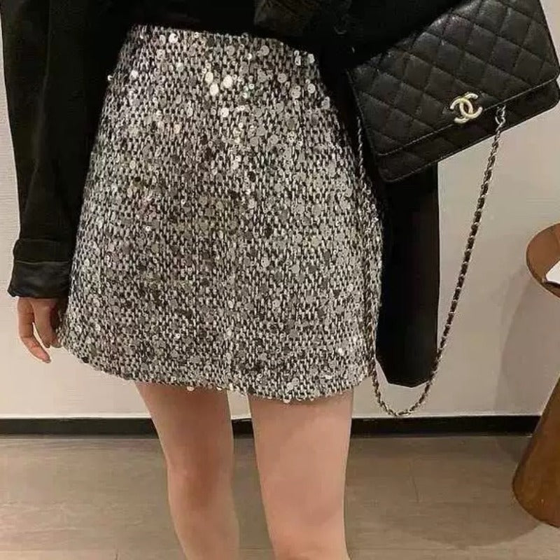 Women's Fashionable Beaded High-Waisted Sheath Skirt