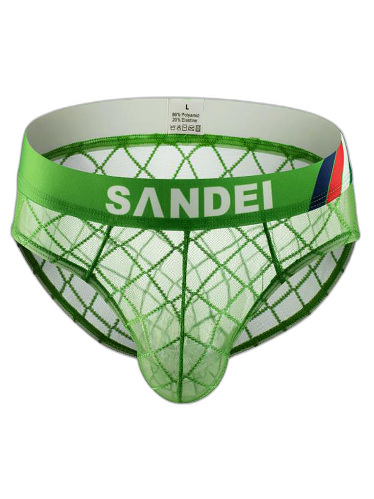 3 Pack Men's Low-Rise Lace Sexy Mesh Briefs And Thongs