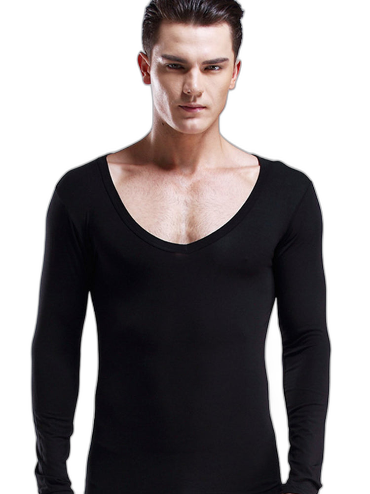 Mens Ultra Soft Low Cut V-Neck Thermal Shirt
