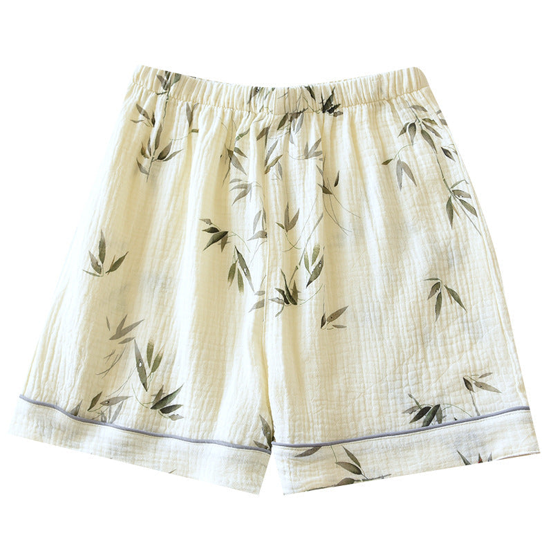 Summer Pure Cotton Gauze Thin Loose Home Shorts