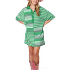 Rainbow Colorblock Shirt Dress For Women