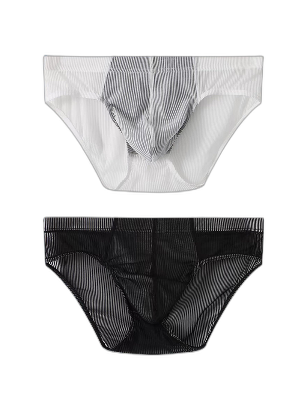 2 Pack Men’s Striped Separate Pouch Thin Briefs