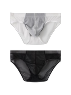 2 Pack Men’s Striped Separate Pouch Thin Briefs