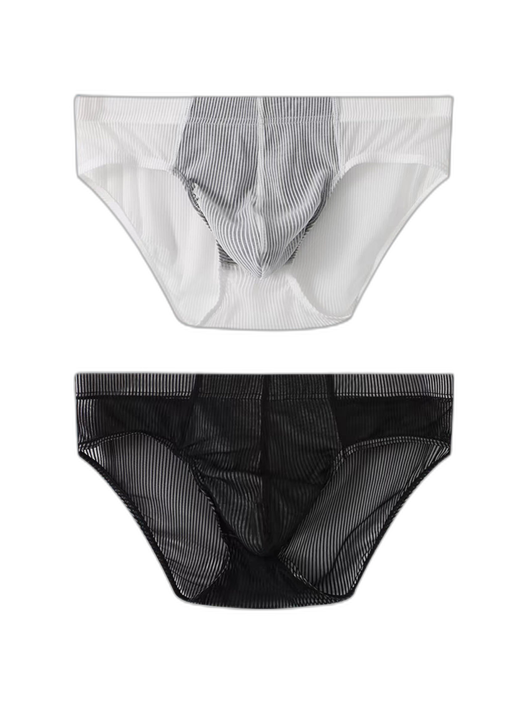 2 Pack Men’s Striped Separate Pouch Thin Briefs