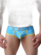 Zipper Belt Printed Cotton Pouch Briefs