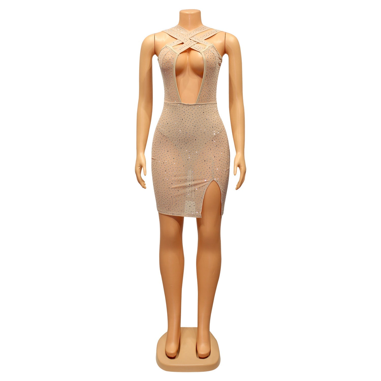 Women's Sexy Mesh Hot Drilling Nightclub Party Dress
