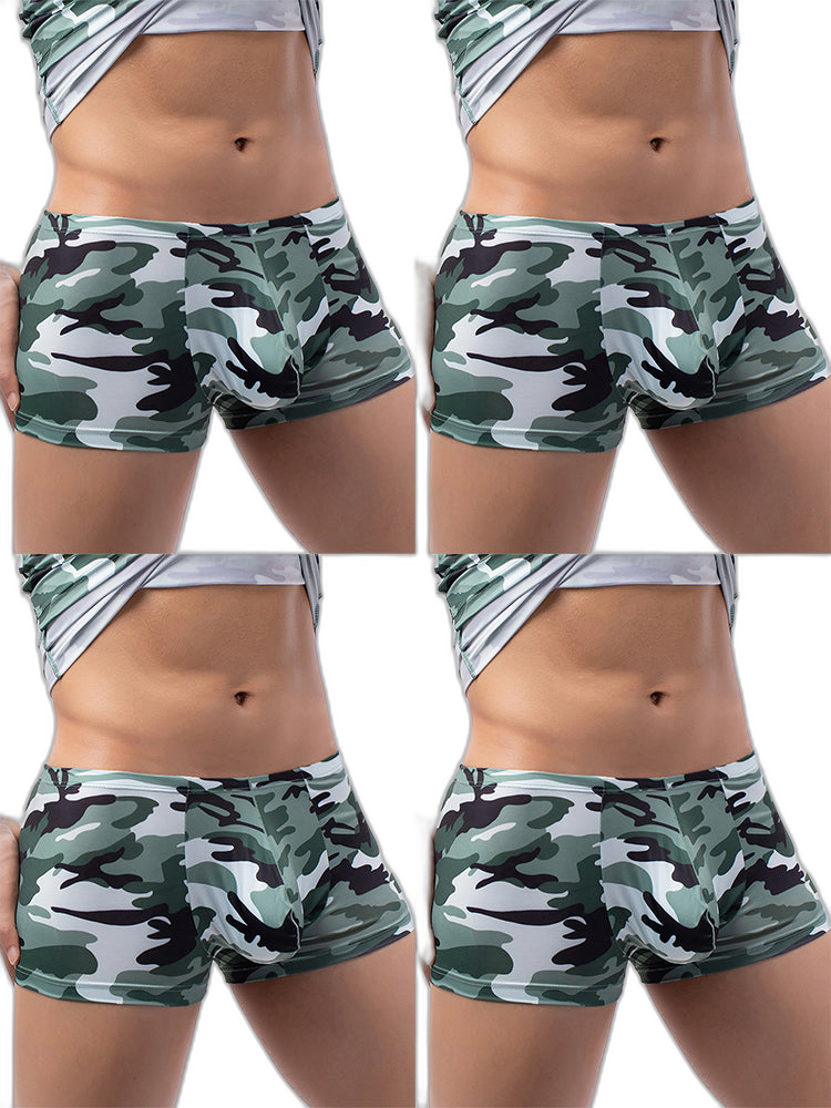 4-pack Men's Low-rise U-pouch Camouflage Boxer Briefs
