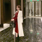 White Trench Coat Women's Mid-Length - Elegant Slim Fit Fashion Jacket