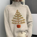 High-neck Christmas Lapel Totem Long-sleeve Sweater