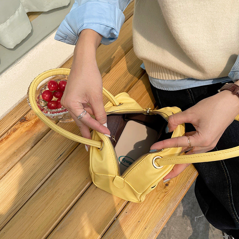 Fashionable And Simple Litchi Pattern Box-shaped Handbag