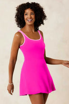Swim Dress With Shorts | Pink One Piece Swimsuit Built In
