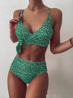 European Split Bikini Swimsuit - Raindrop Cross Design | Women's Two Piece