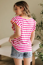 Rose Red Striped Blouse Women UK | Casual Summer