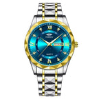 Men's Diamond Shell Calendar Watch - Stainless Steel Luxury Timepiece