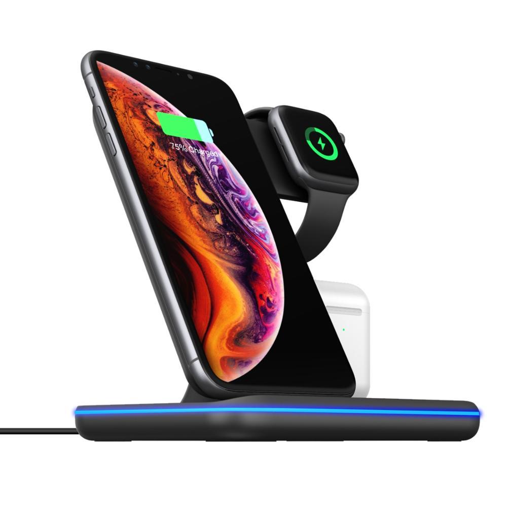 3-in-1 Wireless Charging Station - Fast Charge for iPhone, Apple Watch & AirPods | 15W Qi Charger Stand